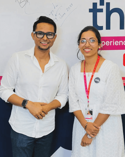 Neelima with a colleague at a learning event